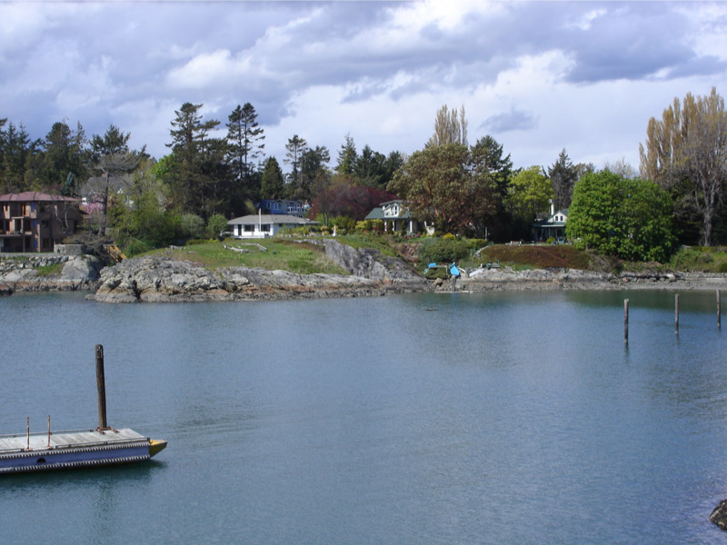 Figure 15. Looking across Fleming Bay to the Aboriginal defensive site at the left of the centre of the photograph, 2006. (Grant Keddie photograph).